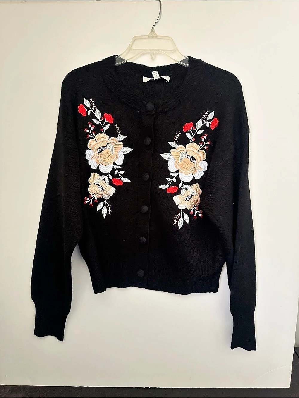 Joie Embroidered  Floral Cardigan Jacket NWT|Black multi ~L